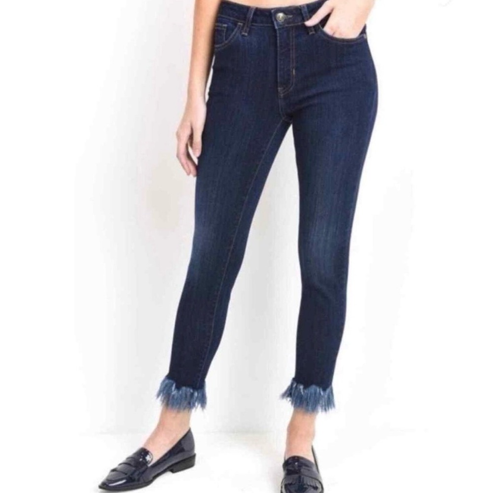 Just Black Dark Blue Jeans with Frayed Hem